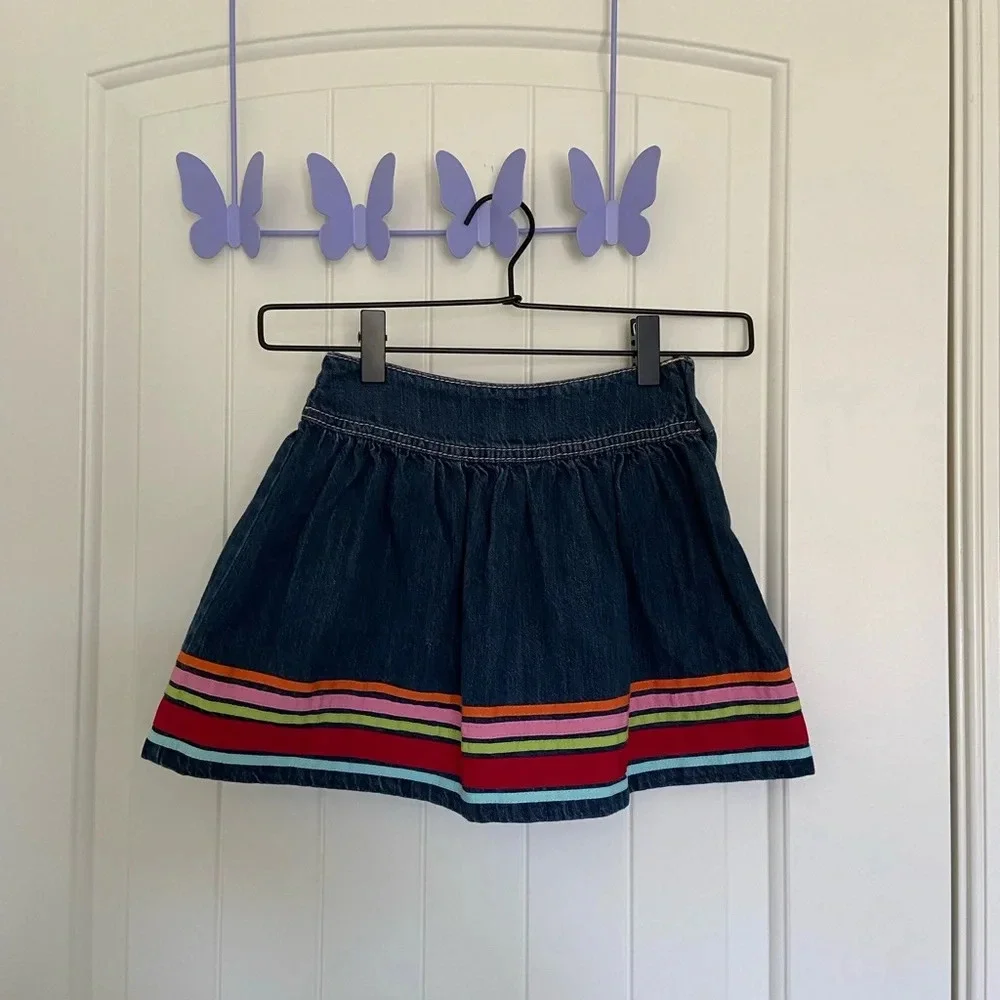 NWOT | Gymboree toddler girl’s colorful striped denim skirt — size 4‎